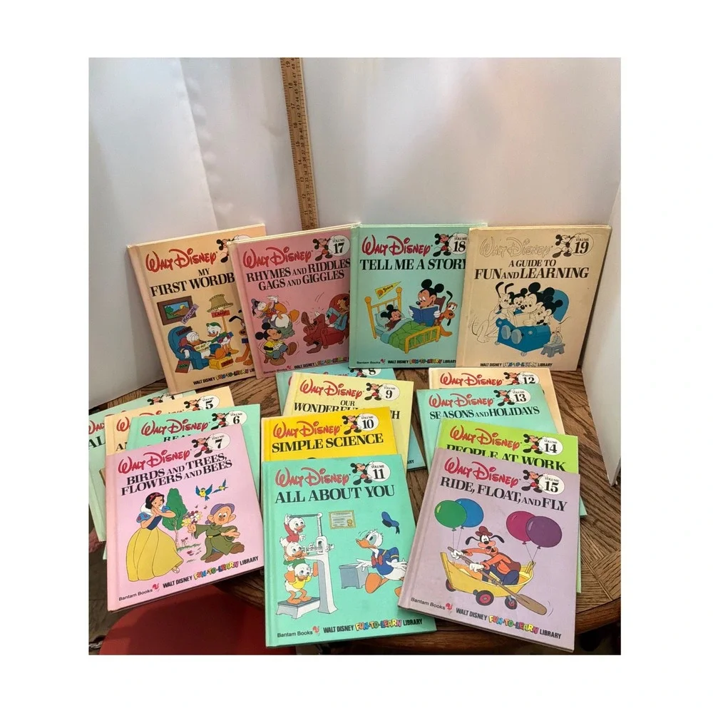 Vintage Kids Walt Disney Fun-to-Learn Library Book Set 16 Vol Multicolor